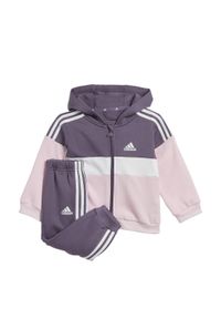 Adidas - Dres Tiberio 3-Stripes Colorblock Fleece Kids. Kolor: fioletowy, różowy, wielokolorowy, biały. Materiał: dresówka #1