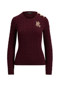 Lauren Ralph Lauren - LAUREN RALPH LAUREN Sweter 200932223015 Bordowy Slim Fit. Kolor: czerwony. Materiał: bawełna #5