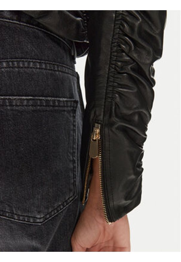 Pinko - PINKO Kurtka skórzana Giasone 102993 A1KC Czarny Regular Fit. Kolor: czarny. Materiał: skóra