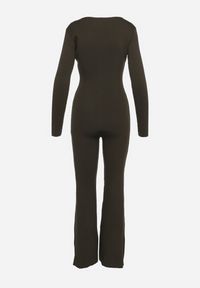 Born2be - Ciemnozielony Wiskozowy Kombinezon Bodycon z Prążkowaniem i Suwakiem Alnorema. Kolor: zielony. Materiał: wiskoza, prążkowany. Styl: elegancki #7