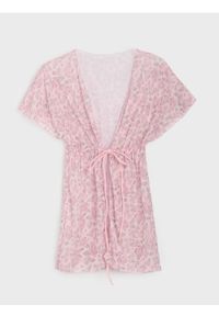 Sinsay - Ponczo plażowe z wiązaniem w kwiatki - różowy. Kolor: różowy. Wzór: kwiaty #1