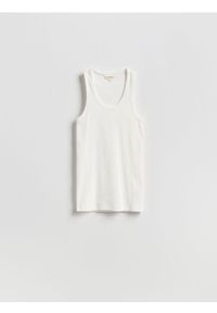 Reserved - Prążkowany top - złamana biel. Materiał: prążkowany