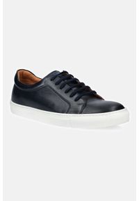 Lancerto - Sneakersy Granatowe Roger. Zapięcie: sznurówki. Kolor: niebieski. Materiał: jeans, guma, skóra, materiał #1