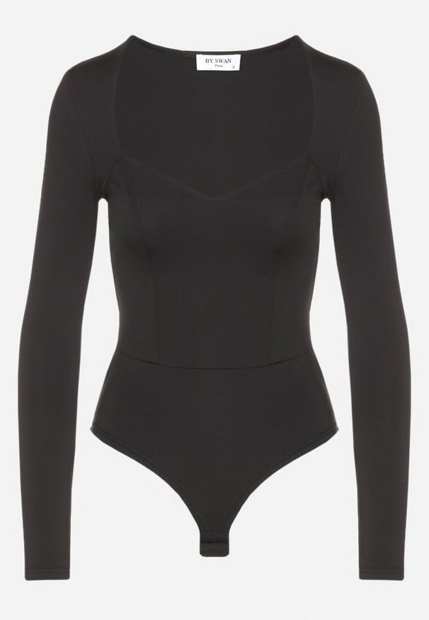 Born2be - Czarne Body z Wiskozą i Kwadratowym Dekoltem Labiene. Okazja: na co dzień. Typ kołnierza: dekolt kwadratowy. Kolor: czarny. Materiał: wiskoza. Długość rękawa: długi rękaw. Długość: długie. Styl: casual, elegancki