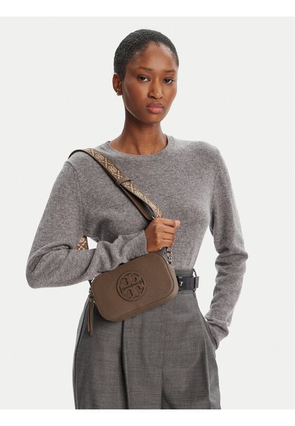 Tory Burch Torebka Mini Miller Crossbody 171955 Brązowy. Kolor: brązowy. Materiał: skórzane