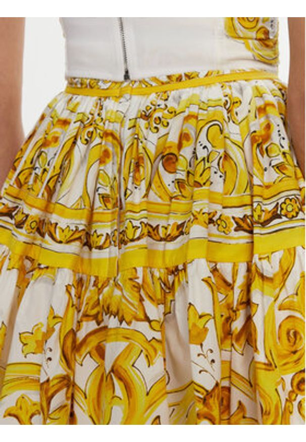 DOLCE & GABBANA - Dolce&Gabbana Spódnica mini F4CB1T HH5DV Żółty Regular Fit. Kolor: żółty. Materiał: bawełna