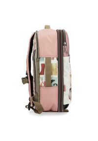 Plecak damski Anekke, wykonany z materiału tekstylnego z dekoracyjnym nadrukiem zamykany na zamek, różowy, 42575-011. Kolor: różowy. Materiał: materiał. Wzór: nadruk. Styl: casual #4