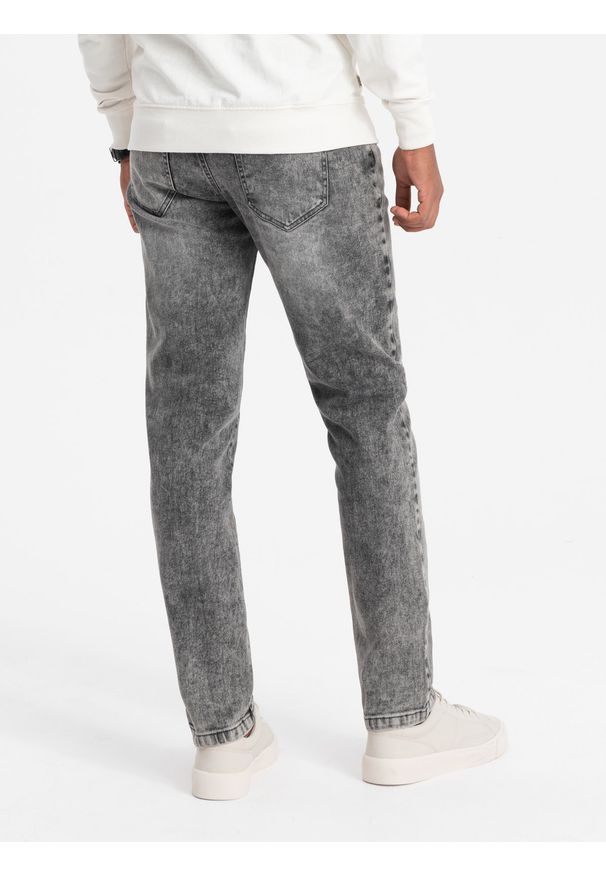 Ombre Clothing - Spodnie męskie jeansowe STRAIGHT LEG - szare V4 OM-PADP-0133 - XXL. Kolor: szary. Materiał: jeans. Styl: klasyczny