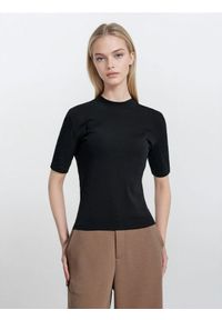 Sinsay - Bawełniana koszulka basic - czarny. Kolor: czarny. Materiał: bawełna