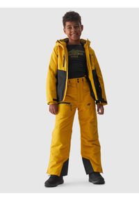 4f - Kurtka narciarska membrana 10000 chłopięca - żółta. Kolor: żółty. Materiał: tkanina, dzianina, poliester, materiał. Wzór: gładki. Sezon: zima. Sport: narciarstwo