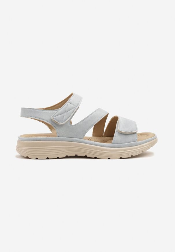 Born2be - Jasnoniebieskie Sandały w Sportowym Stylu Iffarelle. Okazja: na co dzień. Zapięcie: rzepy. Kolor: niebieski. Wzór: kwiaty. Sezon: lato. Obcas: na obcasie. Styl: sportowy. Wysokość obcasa: niski