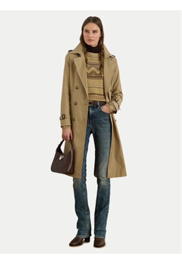 Lauren Ralph Lauren - LAUREN RALPH LAUREN Trencz 297951255004 Beżowy Regular Fit. Kolor: beżowy. Materiał: bawełna