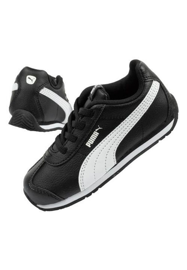 Buty do chodzenia niemowlęce Puma Turin 3. Zapięcie: sznurówki. Kolor: czarny. Materiał: guma, materiał, tkanina, syntetyk. Szerokość cholewki: normalna. Sport: turystyka piesza