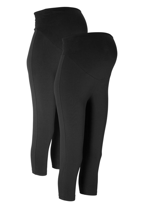 Legginsy ciążowe rybaczki (2 pary) bonprix czarny + czarny. Kolekcja: moda ciążowa. Kolor: czarny