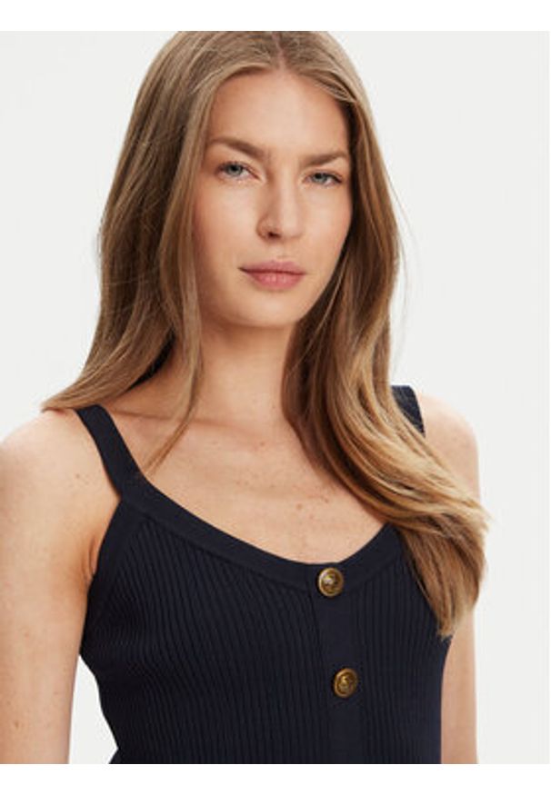 Guess Top W5YR10 Z0130 Granatowy Regular Fit. Kolor: niebieski. Materiał: syntetyk