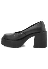 Czarne Półbuty Karino Stylowe Obuwie Damskie Na Obcasie. Okazja: na co dzień. Kolor: czarny. Materiał: skóra. Wzór: aplikacja. Obcas: na obcasie. Styl: elegancki. Wysokość obcasa: średni #3