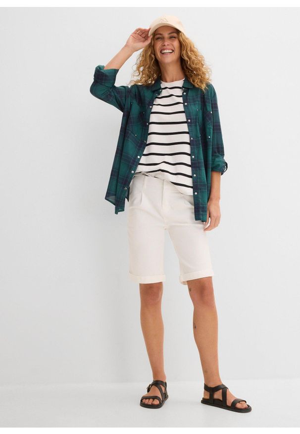 bonprix - Bermudy ze stretchem. Kolor: biały. Sezon: lato