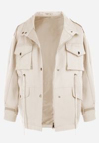 Born2be - Jasnobeżowa Kurtka Parka z Dużymi Kieszeniami Talaha. Okazja: na co dzień. Kolor: beżowy. Materiał: jeans. Długość: krótkie. Wzór: aplikacja. Sezon: wiosna, jesień. Styl: casual #3