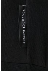 Armani Exchange Bluza męska kolor czarny z kapturem gładka. Typ kołnierza: kaptur. Kolor: czarny. Materiał: materiał. Wzór: gładki