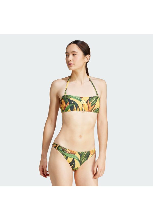 Adidas - Zestaw adidas x FARM Neckholder Bikini. Kolor: żółty, wielokolorowy, zielony. Materiał: materiał. Wzór: kolorowy