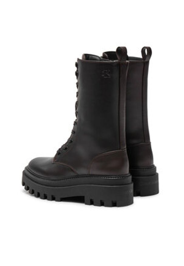 Calvin Klein Jeans Sztyblety Flatform Lace Up Boot Mg Lth YW0YW01544 Brązowy. Kolor: brązowy. Materiał: skóra