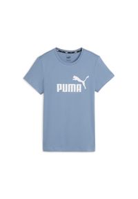 Puma - Damska koszulka z logo Essentials PUMA Zen Blue. Kolor: niebieski. Materiał: bawełna. Długość rękawa: krótki rękaw. Długość: krótkie