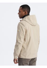 Ombre Clothing - Męska kurtka SOFTSHELL z polarowym środkiem - piaskowy V4 OM-JANP-0137 - XXL. Materiał: softshell, polar