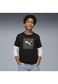 Puma - Młodzieżowa koszulka o kwadratowym kroju z grafiką PUMA Black. Kolor: czarny. Sport: joga i pilates