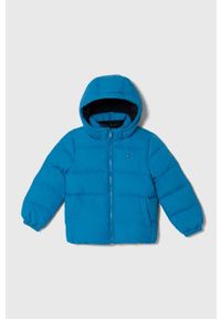 TOMMY HILFIGER - Tommy Hilfiger kurtka puchowa dziecięca kolor niebieski. Okazja: na co dzień. Kolor: niebieski. Materiał: puch. Styl: casual