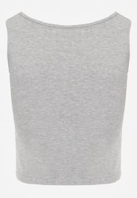 Renee - Szary Bawełniany Tank Top w Prążki z Ozdobnymi Guziczkami Bernissa. Okazja: na co dzień, na imprezę. Kolor: szary. Materiał: bawełna. Wzór: prążki. Styl: casual #4