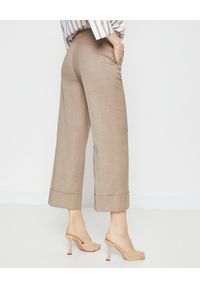 PESERICO - Beżowe spodnie w kant. Stan: podwyższony. Kolor: beżowy. Materiał: wełna, wiskoza. Styl: elegancki #5