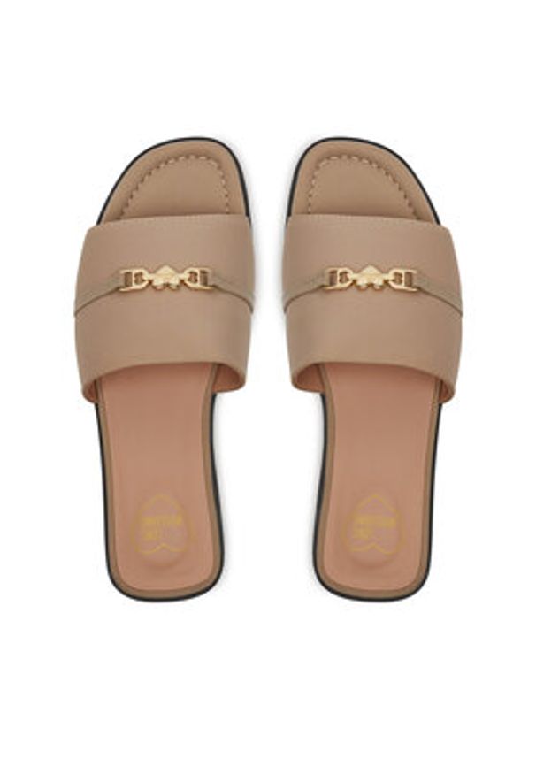 Love Moschino - LOVE MOSCHINO Klapki JA28082G1MIM0131 Beżowy. Kolor: beżowy. Materiał: skóra