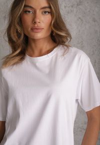 Renee - Biały Bawełniany T-shirt o Kroju Oversize Neduna. Okazja: na co dzień. Kolor: biały. Materiał: bawełna. Styl: casual, elegancki #6