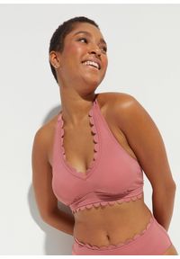 bonprix - Bikini z ramiączkami łączonymi na szyi (2 części). Kolor: fioletowy. Materiał: materiał #3