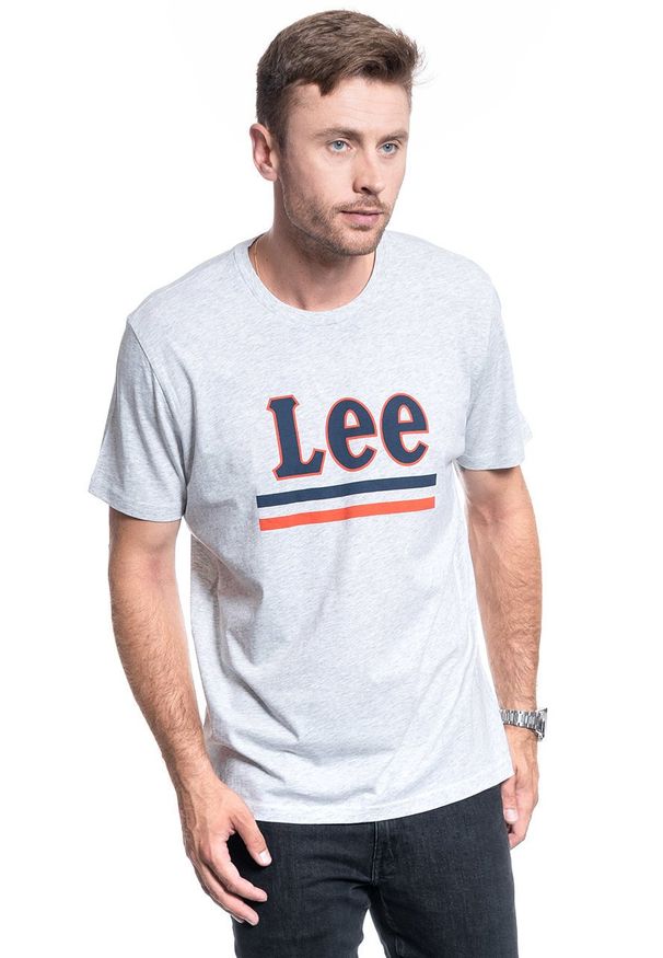 Lee - MĘSKI T-SHIRT LEE STRIPE TEE SHARP GREY MELE L64VFQ03. Kolor: szary