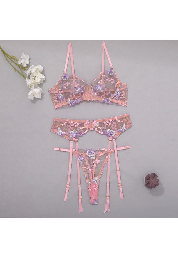 Intica - Biustonosz push-up z haftem na specjalne okazje Monisha. Kolor: wielokolorowy. Materiał: materiał. Wzór: haft