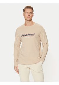 Jack & Jones Longsleeve Vesterbro 12266419 Beżowy Relaxed Fit. Kolor: beżowy. Materiał: bawełna. Długość rękawa: długi rękaw