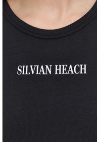 Silvian Heach top damski kolor czarny. Kolor: czarny. Długość rękawa: na ramiączkach. Wzór: nadruk #3