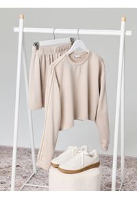 Sinsay - Bluza z dekoracyjnymi lampasami soft touch - beżowy. Kolor: beżowy. Materiał: dzianina, wiskoza