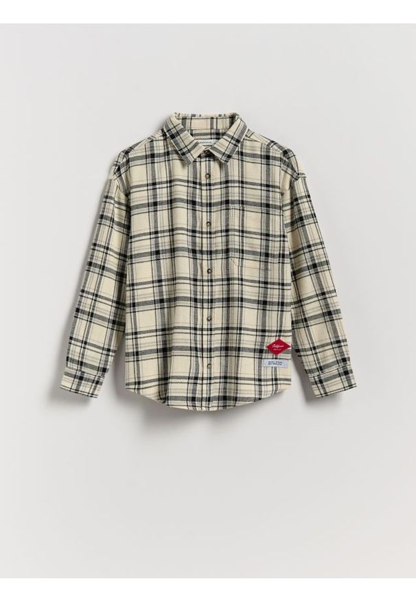 Reserved - Koszula w kratę - złamana biel. Materiał: dzianina, bawełna