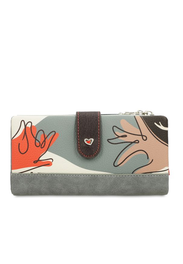 Wielobarwny Duży Portfel Damski Anekke Idealny Na Prezent. Materiał: materiał. Wzór: aplikacja