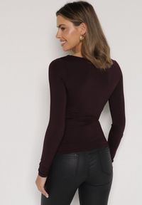 Born2be - Bordowa Bluzka Alexussi. Okazja: na co dzień, do pracy. Kolor: czerwony. Materiał: materiał, wiskoza, jeans. Długość rękawa: długi rękaw. Długość: długie. Styl: klasyczny, casual #3