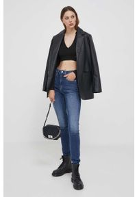 Calvin Klein Jeans longsleeve damski kolor czarny. Kolor: czarny. Materiał: dzianina, prążkowany. Długość rękawa: długi rękaw. Długość: długie #4
