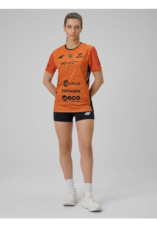 4f - 4F Koszulka meczowa replika domowa z sezonu 2025/26 uniseks 4F x Uni Opole - pomarańczowa L. Okazja: do domu. Kolor: pomarańczowy. Materiał: materiał, dzianina. Długość: długie. Wzór: nadruk