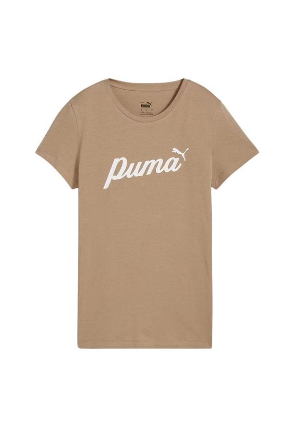 Puma - T-shirt Damski Skrypt Essentials. Kolor: beżowy