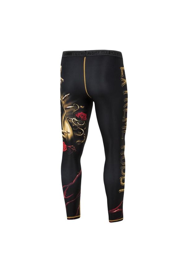 Legginsy sportowe męskie EXTREME HOBBY SANTA MUERTE. Kolor: czarny. Materiał: poliester, elastan