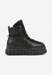 Born2be - Czarne Sneakersy Junibe. Wysokość cholewki: za kostkę. Kolor: czarny. Materiał: syntetyk, futro, skóra ekologiczna. Szerokość cholewki: normalna. Wzór: aplikacja. Sezon: zima #5