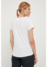 columbia - Columbia T-shirt sportowy kolor biały. Kolor: biały. Materiał: materiał, skóra, włókno. Długość: długie. Wzór: ze splotem. Styl: sportowy #2