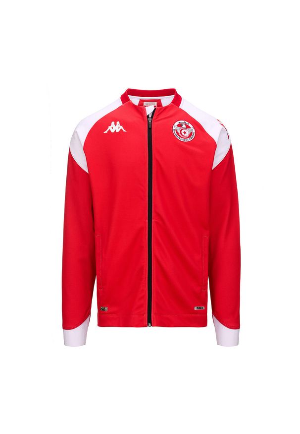 Kappa - Kurtka z dresu Tunisie Arun Pro 7 2024. Kolor: czerwony, wielokolorowy, biały. Materiał: dresówka. Sport: piłka nożna