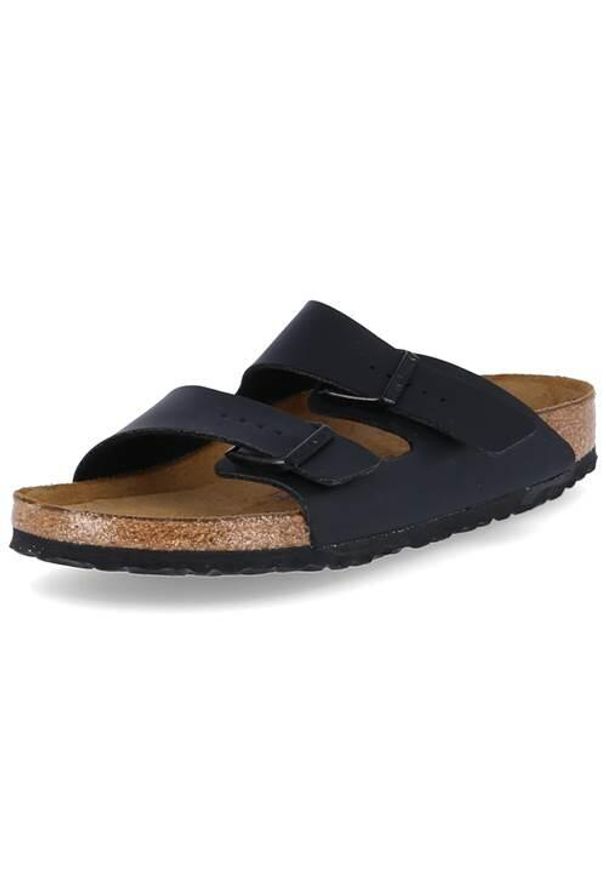 Klapki damskie Birkenstock Arizona. Zapięcie: bez zapięcia. Kolor: czarny. Materiał: materiał. Sport: turystyka piesza